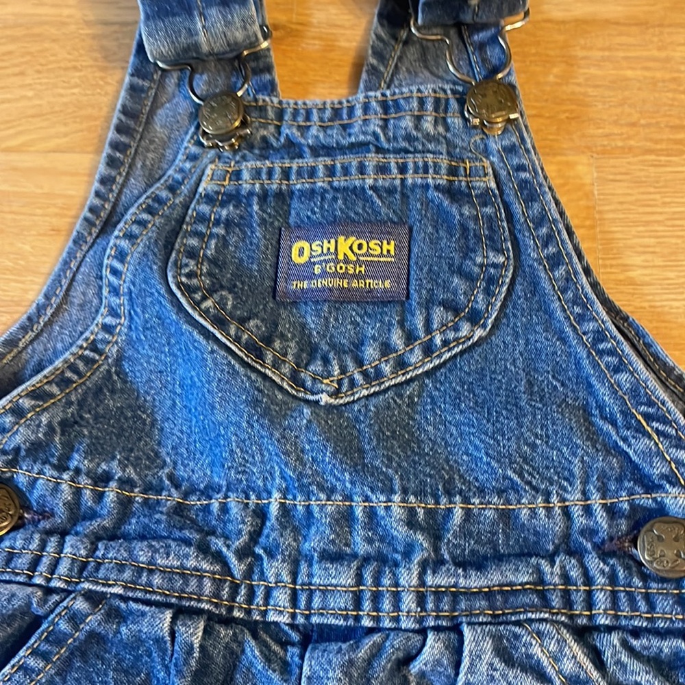 Original “Made in USA” Vintage OshKosh B’Gosh Cotton Denim Overalls, size 2T - Picture 2 of 11